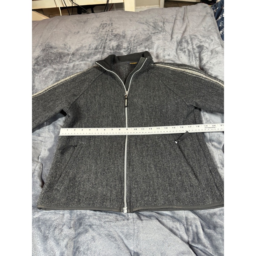 Woolrich Mens Gray Herringbone Zip Up‎ Fleece Jacket Est 1830 Size M - Picture 3 of 6